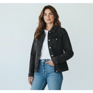 J.Crew Mercantile Black Denim Jacket Women’s Medium Minimalist Classic EUC